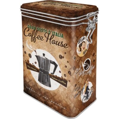 Tin Can Clip Top Box “Coffee House” 1,3L