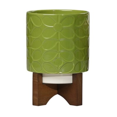 Ceramic Plant Pot With Wooden Stand