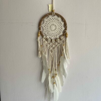 Dreamcatcher White Crocheted 16 cm