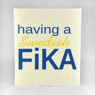 Dishcloth, Swedish Fika, White/Blue Yellow