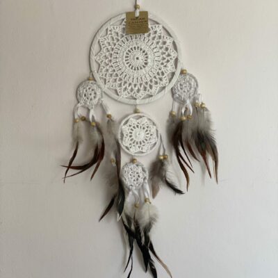 Dreamcatcher White 5-Rings 17cm
