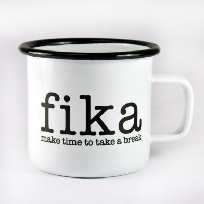 Emaljmugg – Fika Svart