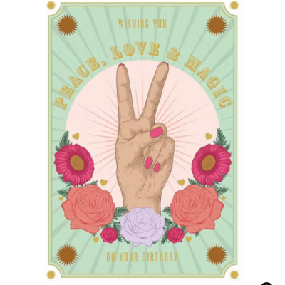 Gratulationskort – Peace, Love & Magic